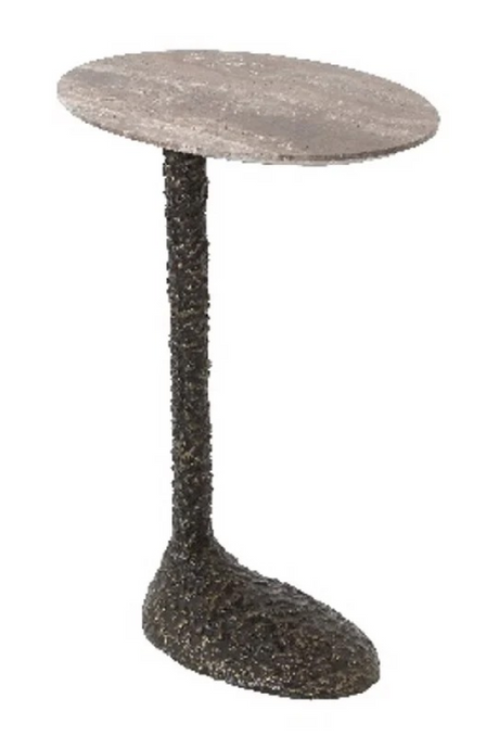 Oval Brown Travertine End Table | Richmond Interiors Arosa | Oroa.com