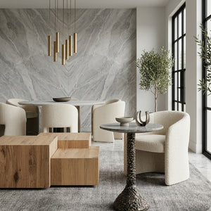   Oval Brown Travertine End Table | Oroa.com