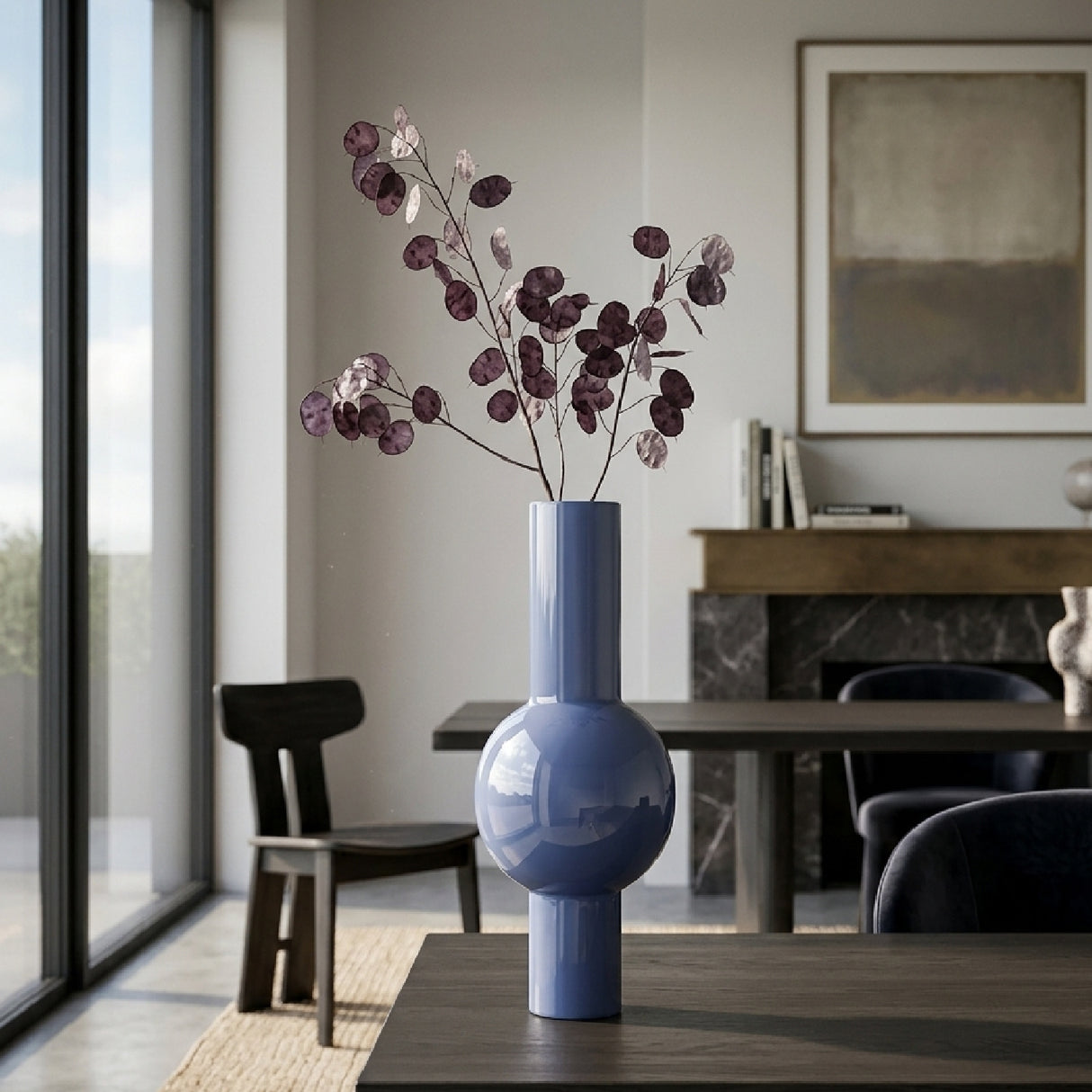   Blue Tubular Enamel Vase | Oroa.com
