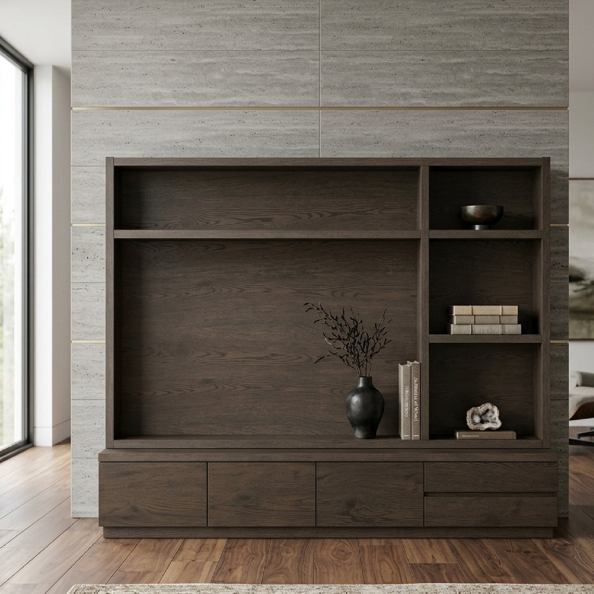   Brown Oak Tall TV Cabinet | Oroa.com