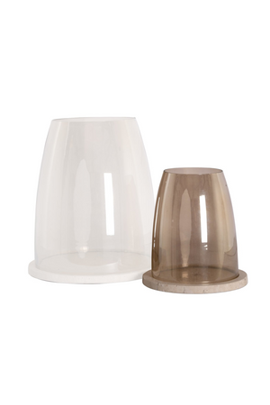 Travertine Base Glass Hurricane | Richmond Interiors Alusia | Oroa.com