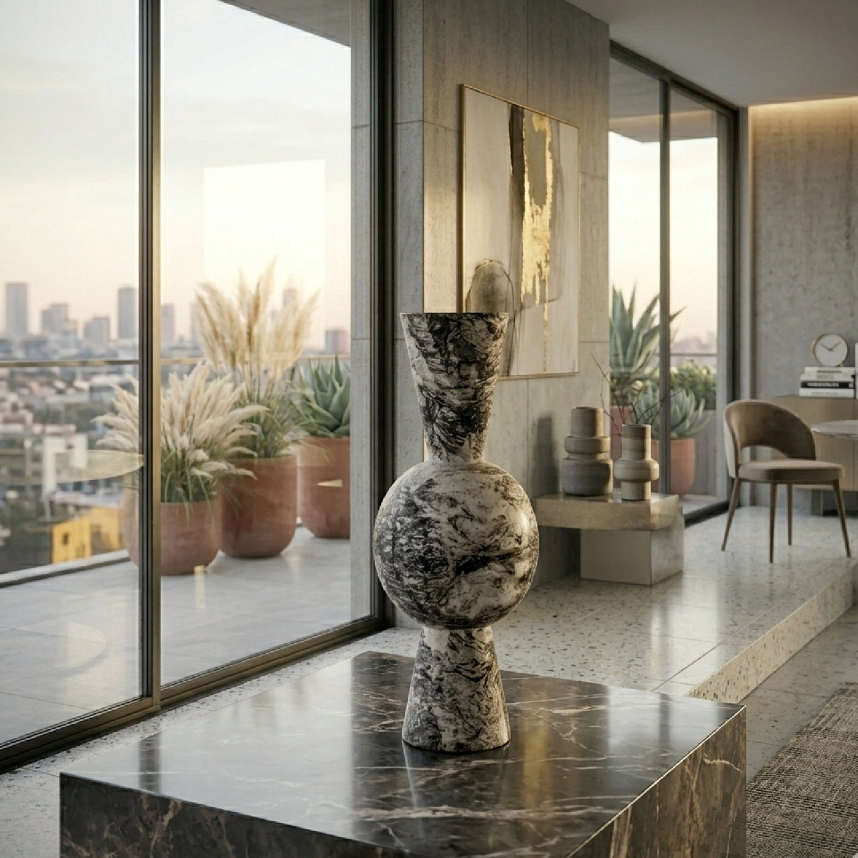  Black & White Iron Vase | Oroa.com