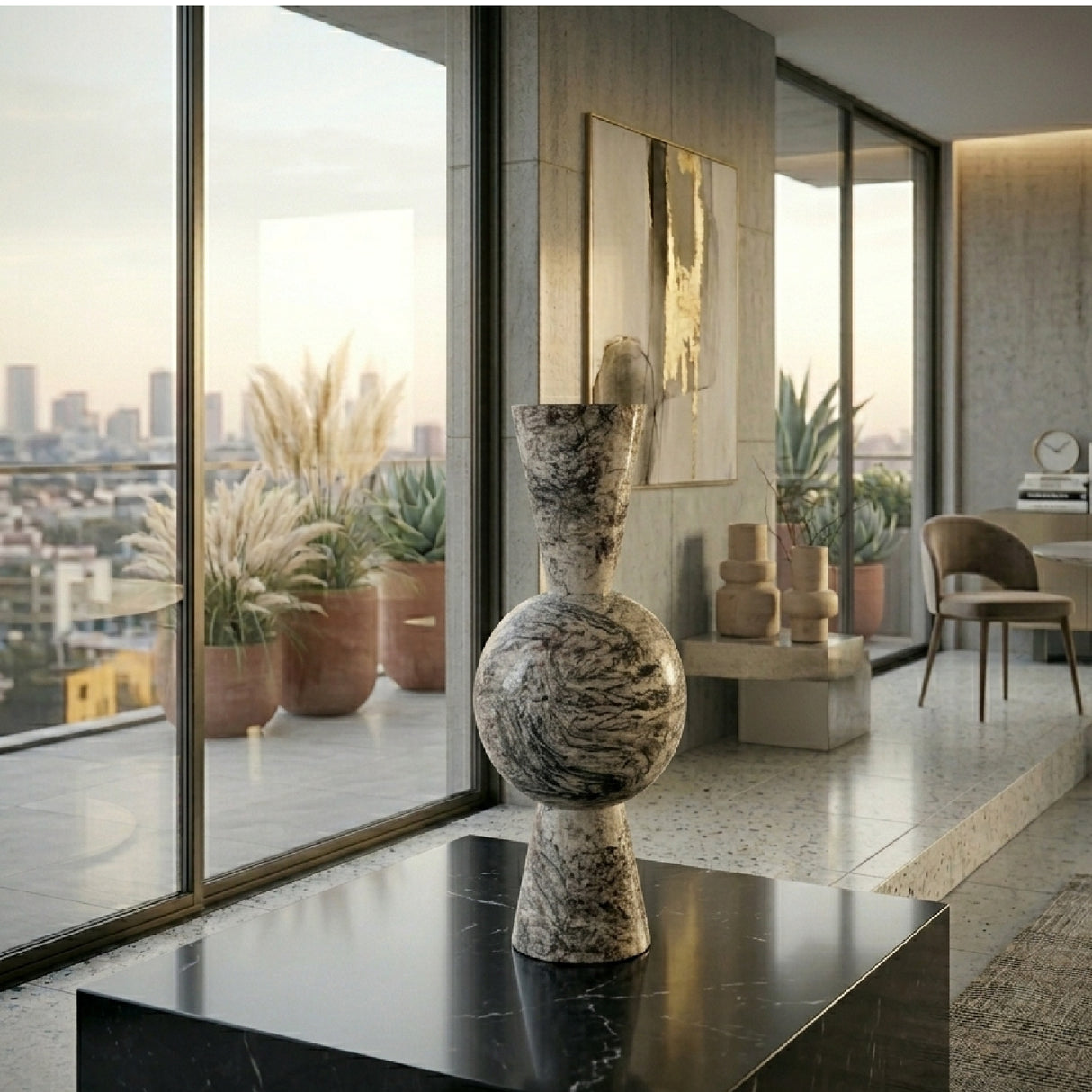   Beige Iron Sculpted Vase | Oroa.com