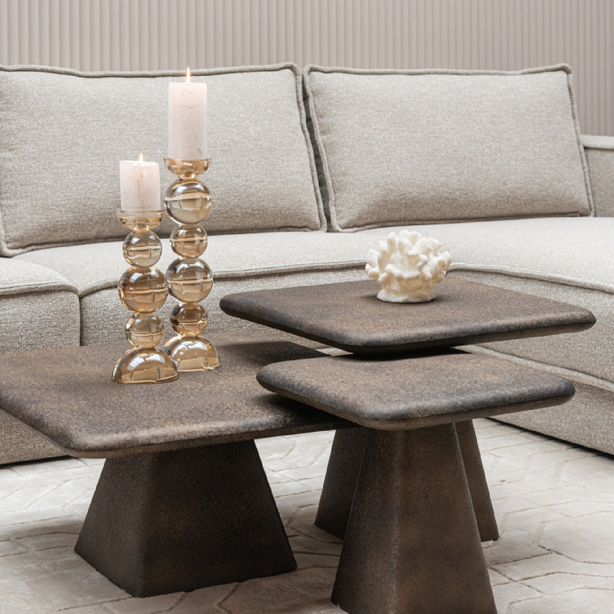   Gold Square Coffee Tables (3) | Oroa.com