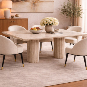   Gray Travertine Dining Table | Oroa.com