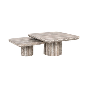   Gray Travertine Coffee Tables (2) | Oroa.com