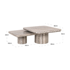   Gray Travertine Coffee Tables (2) | Oroa.com