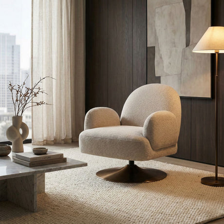   Light Gray Swivel Lounge Armchair | Oroa.com