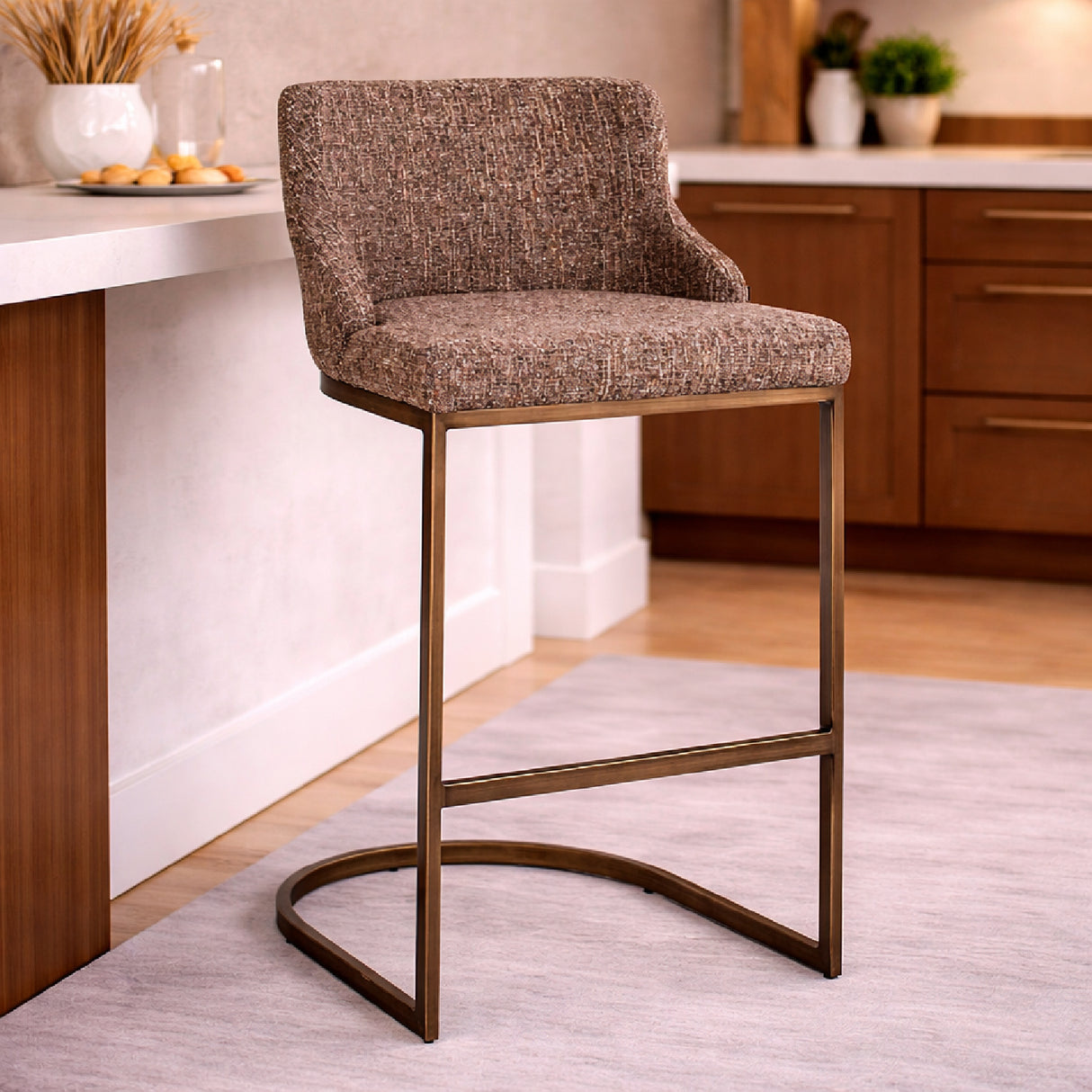   Brown Cantilevered Bar Stool Set (2) | Oroa.com