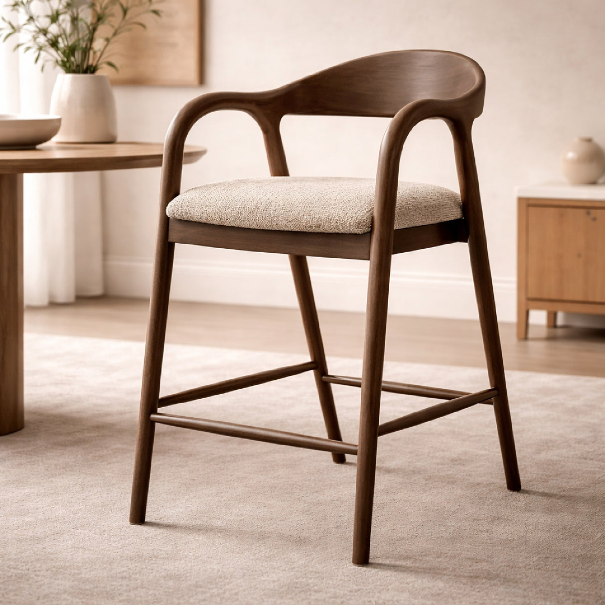   Brown Rubberwood Counter Stool | Oroa.com