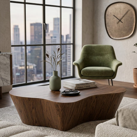 Modern European furniture - Organic-Shaped Walnut Coffee Table - www.oroa.com