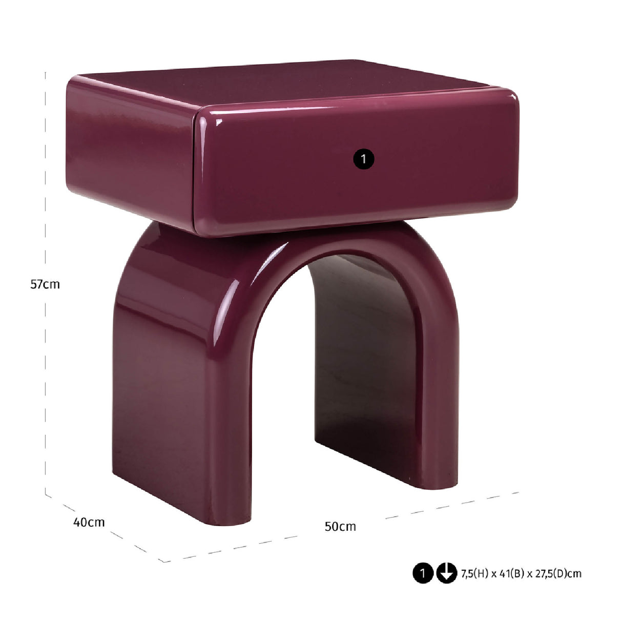   Modern European furniture - Modern Arched 1-Drawer Nightstand - www.oroa.com | Oroa.com