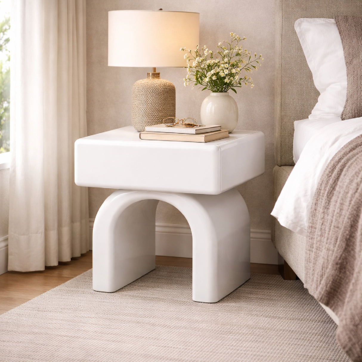   Modern European furniture - Modern Arched 1-Drawer Nightstand - www.oroa.com | Oroa.com