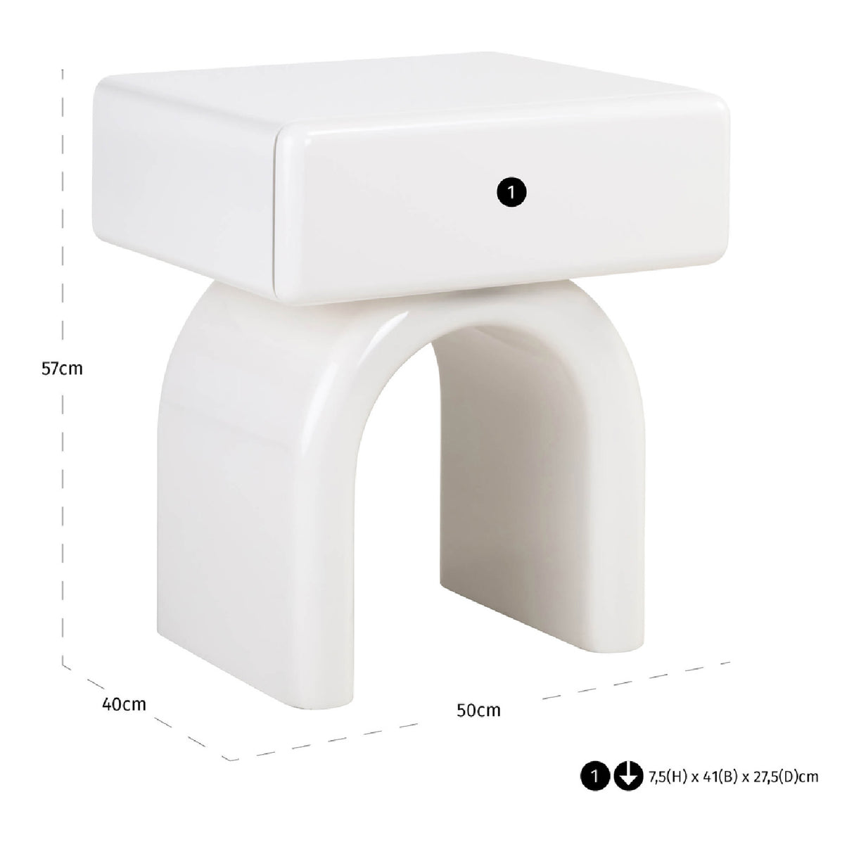   Modern European furniture - Modern Arched 1-Drawer Nightstand - www.oroa.com | Oroa.com