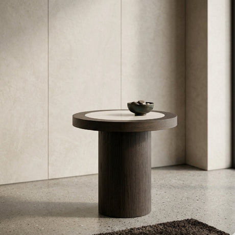   Brown Oak Round End Table | Oroa.com