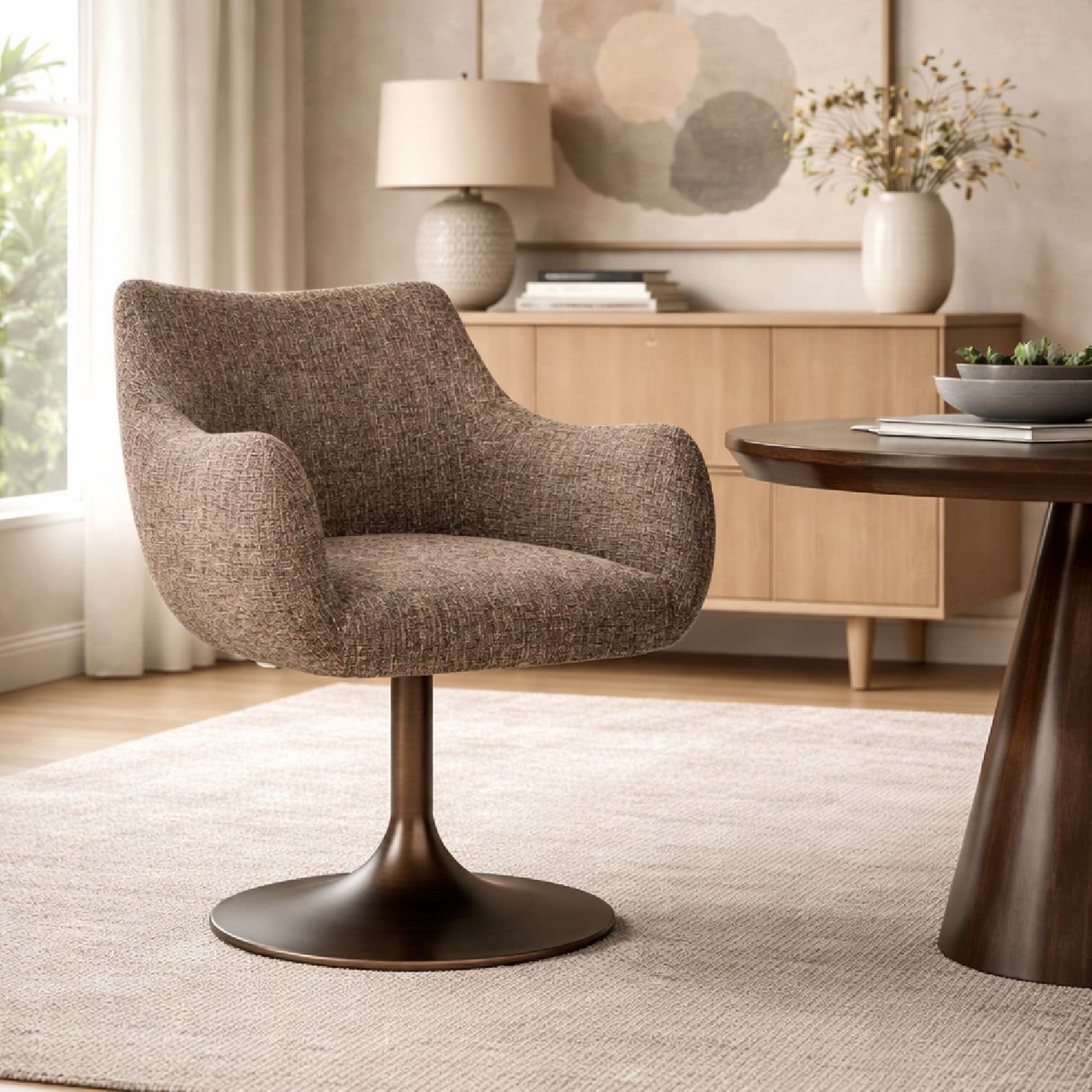   Modern European furniture - Upholstered Dining Swivel Chair - www.oroa.com | Oroa.com
