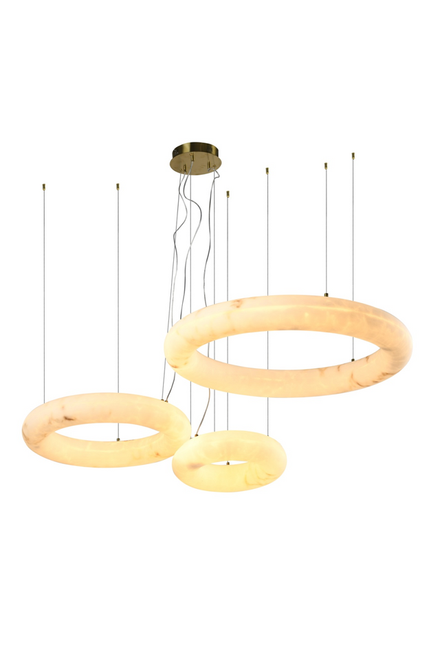 Modern European furniture - Triple Albaster Inspired Ring Chandelier - www.oroa.com