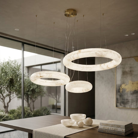   Triple Albaster Inspired Ring Chandelier | Oroa.com
