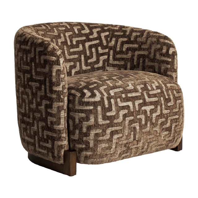 Contract furniture - Brown Patterned Curved Lounge Chair - www.oroa.com