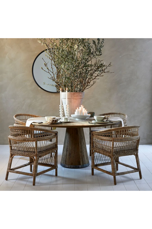 Round Oak Pedestal Dining Table | Rivièra Maison Siroko Beach | Oroa