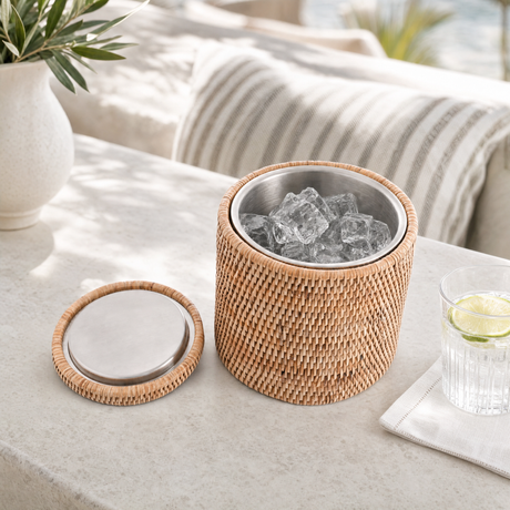 Hand Woven Wicker Rattan Ice Bucket - OROA
