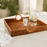 Hand-Woven Rattan Serving Tray - OROA