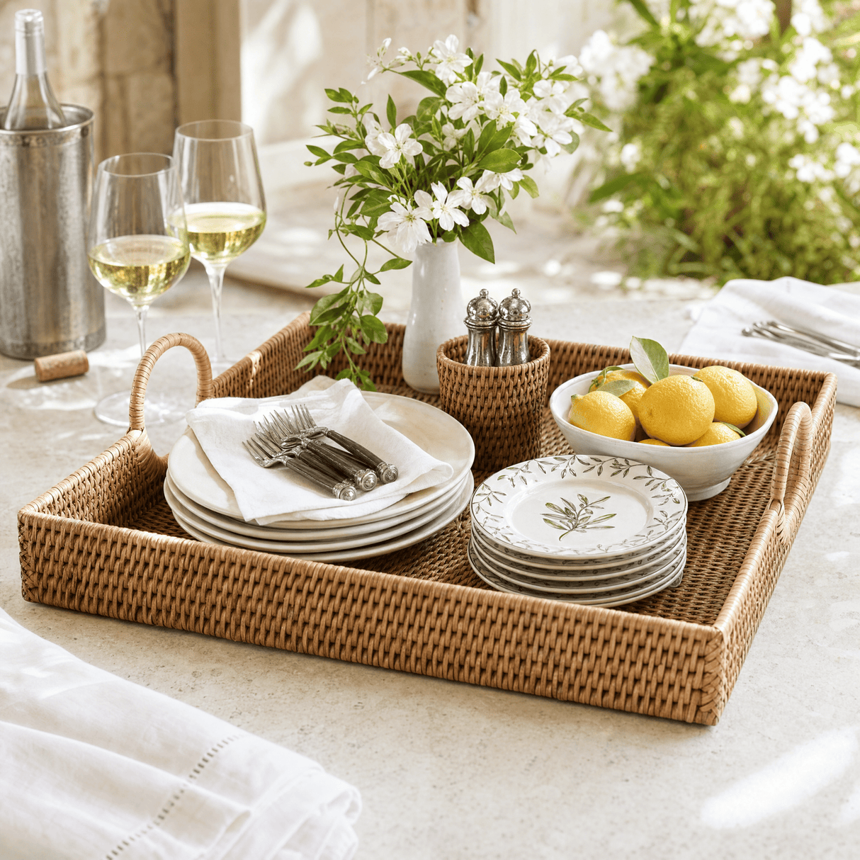 Hand-Woven Rattan Serving Tray - OROA