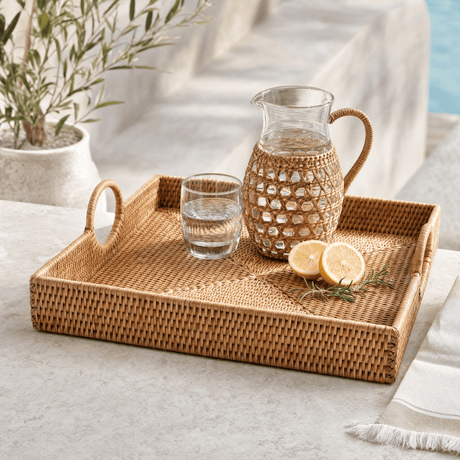 Hand-Woven Rattan Serving Tray - OROA