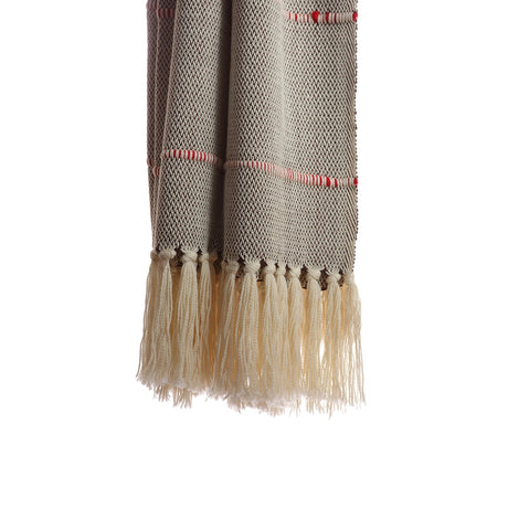 Fringed Merino Wool Throw | Homelosophy Red Striped