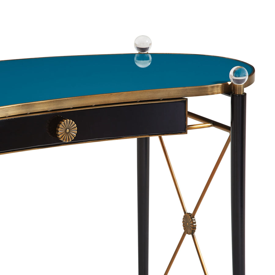 Teal Glass Writing Desk | Jonathan Adler Rider | Oroa.com