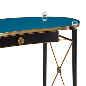 Teal Glass Writing Desk | Jonathan Adler Rider | Oroa.com