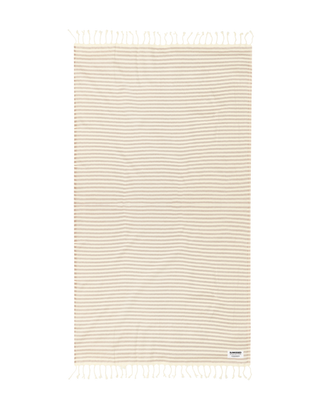 Seychelles Beige Striped Sand Free Beach Towel - OROA