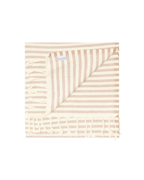 Seychelles Beige Striped Sand Free Beach Towel - OROA