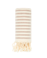 Seychelles Beige Striped Sand Free Beach Towel - OROA
