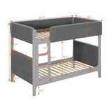Gray Twin Over Twin Upholstered Sherpa Bunk Bed | OROA Kids
