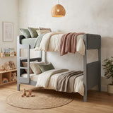 Gray Twin Over Twin Upholstered Sherpa Bunk Bed | OROA Kids