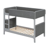 Gray Twin Over Twin Upholstered Sherpa Bunk Bed | OROA Kids