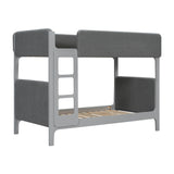 Gray Twin Over Twin Upholstered Sherpa Bunk Bed | OROA Kids