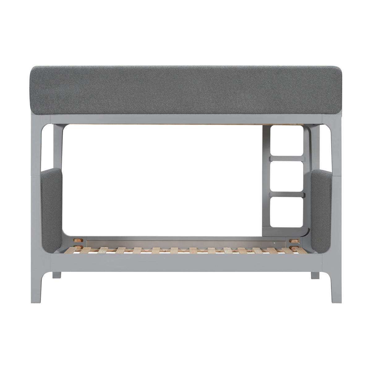 Gray Twin Over Twin Upholstered Sherpa Bunk Bed | OROA Kids