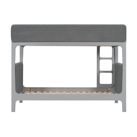 Gray Twin Over Twin Upholstered Sherpa Bunk Bed | OROA Kids