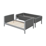 Gray Twin Over Twin Upholstered Sherpa Bunk Bed | OROA Kids