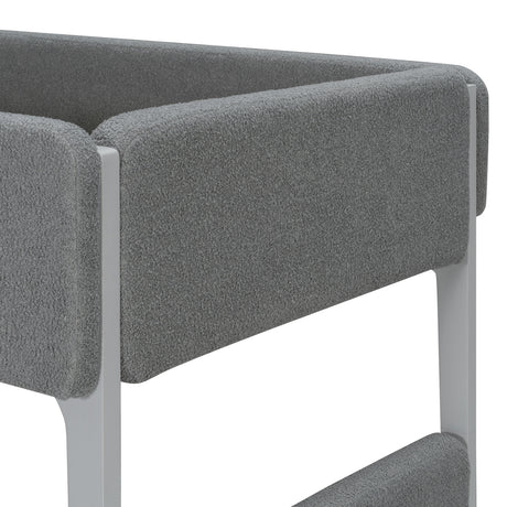 Gray Twin Over Twin Upholstered Sherpa Bunk Bed | OROA Kids