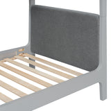 Gray Twin Over Twin Upholstered Sherpa Bunk Bed | OROA Kids