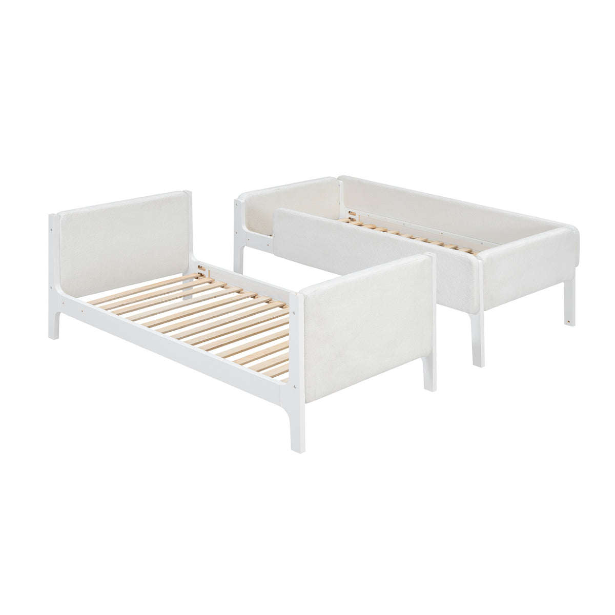 White Upholstered Twin Bunk Bed | OROA Kids