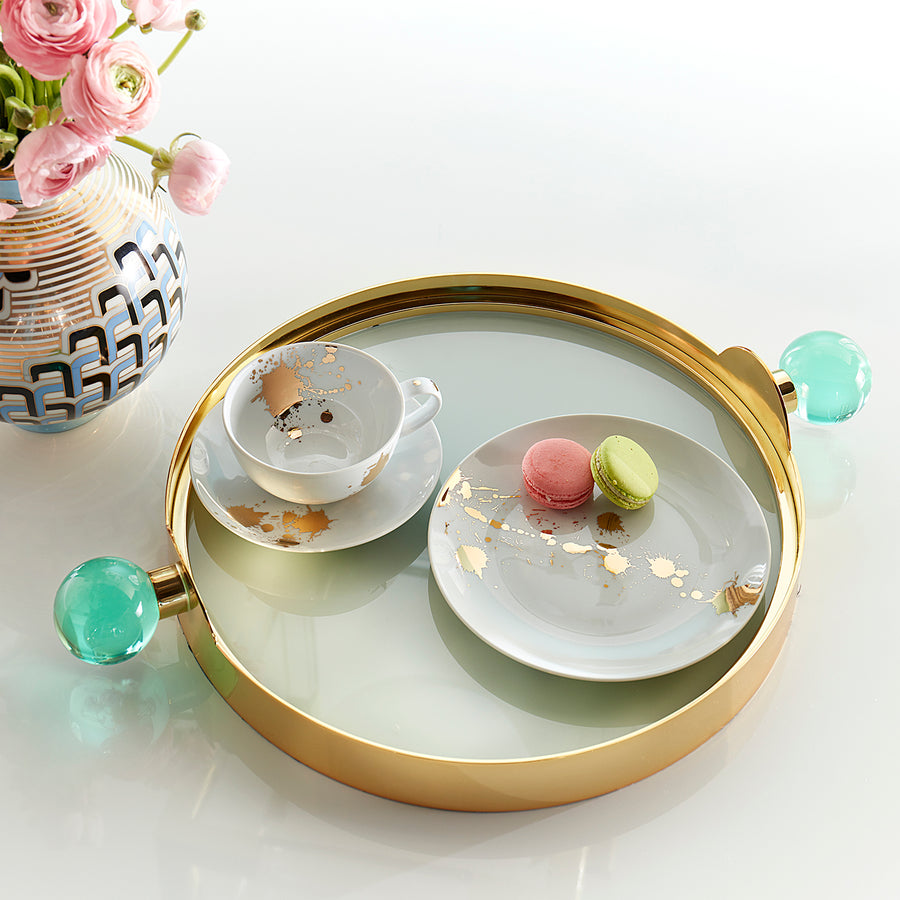 Brass Framed Round Tray | Jonathan Adler Globo | Oroa.com