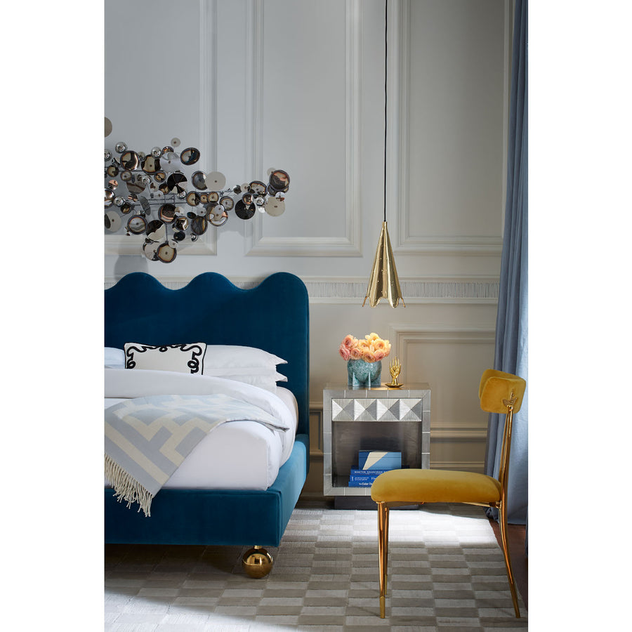 Blue Velvet Queen Bed | Jonathan Adler Ripple | Oroa.com