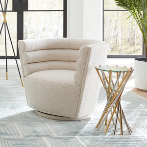 Channeled Bouclé Swivel Club Chair | Jonathan Adler Maxime | Oroa.com
