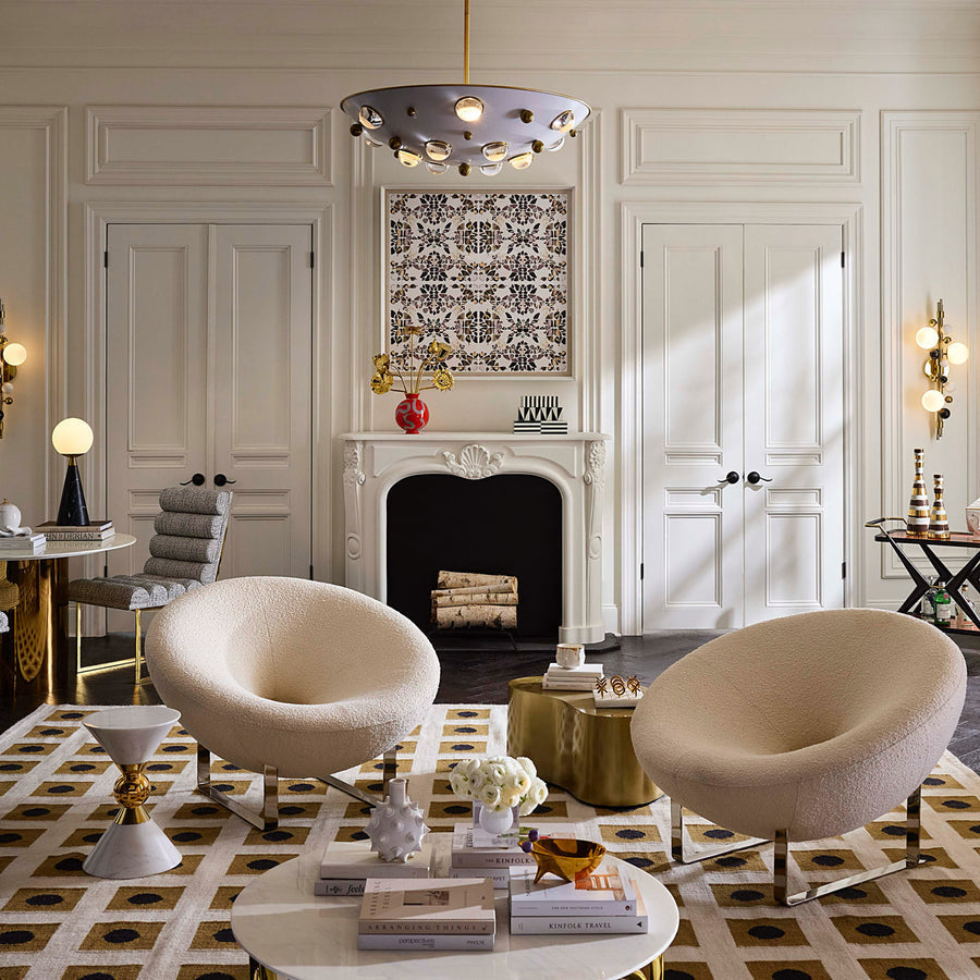 Round Bouclé Lounge Chair | Jonathan Adler Saturn | Oroa.com
