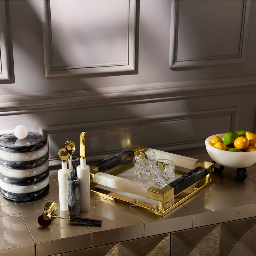 Marbleized Black & White Barware Set | Jonathan Adler Mustique | Oroa.com