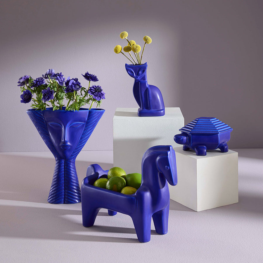 Blue Glazed Stonware Box | Jonathan Adler Cobalt Turtle | Oroa.com